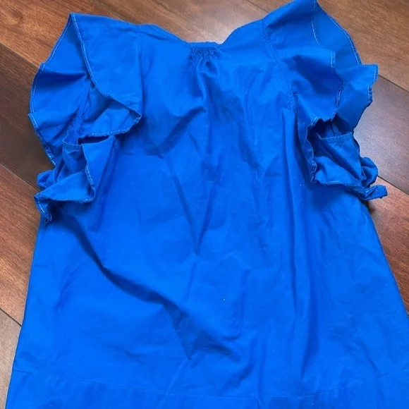 Anthropologie HD in Paris cerulean blue flutter sleeve blouse size 2 - Picture 6 of 6